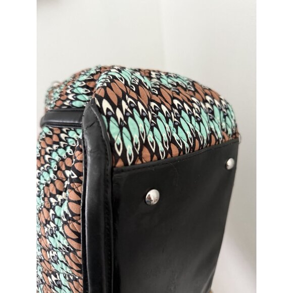 Vera Bradley Sierra Black and Teal Stream Abstract Trapeze Tote Large Purse - Picture 5 of 8